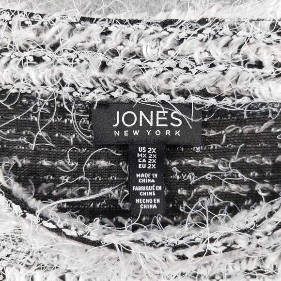 Jones New York Sweater Womens 2X Gray Eyelash Boucle Knit Pullover 3/4 Sleeve - Picture 9 of 9
